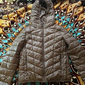 Women's Brown Quilted Jacket With Pocket